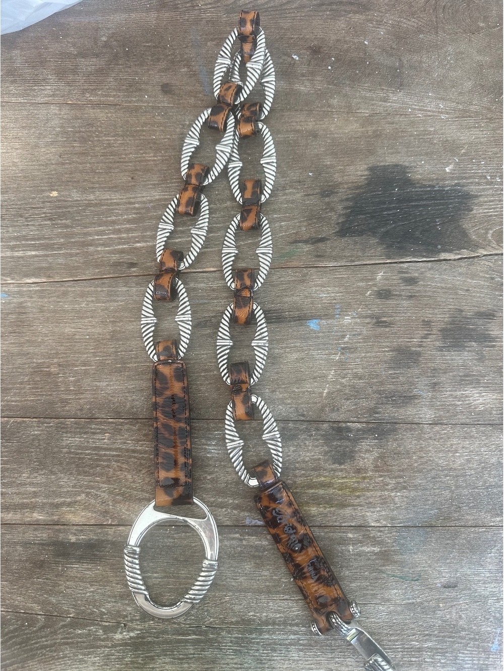 Brighton Vintage Animal Print Chain Belt Silver Buckle Size 36
